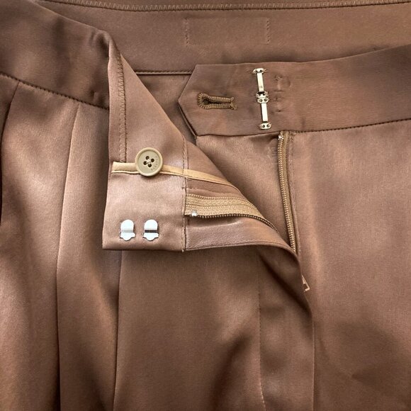 BABATON X ARITZIA Pleated High Waisted Wide Leg Drapey Satin Pants in Saville - Picture 6 of 12